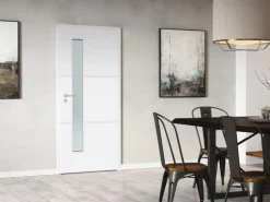 Zimmertür inkl. Glas Portofino Weißlack 86 cm x 198,5 cm Anschlag Rechts