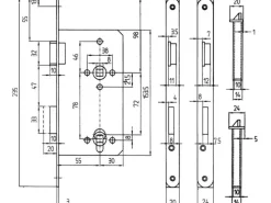 Zimmertür-Einsteckschloss Buntbart gefälzt DIN rechts Edelstahl
