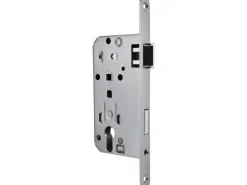 Zimmertür-Einsteckschloss für Profilzylinder DIN Rechts Silber